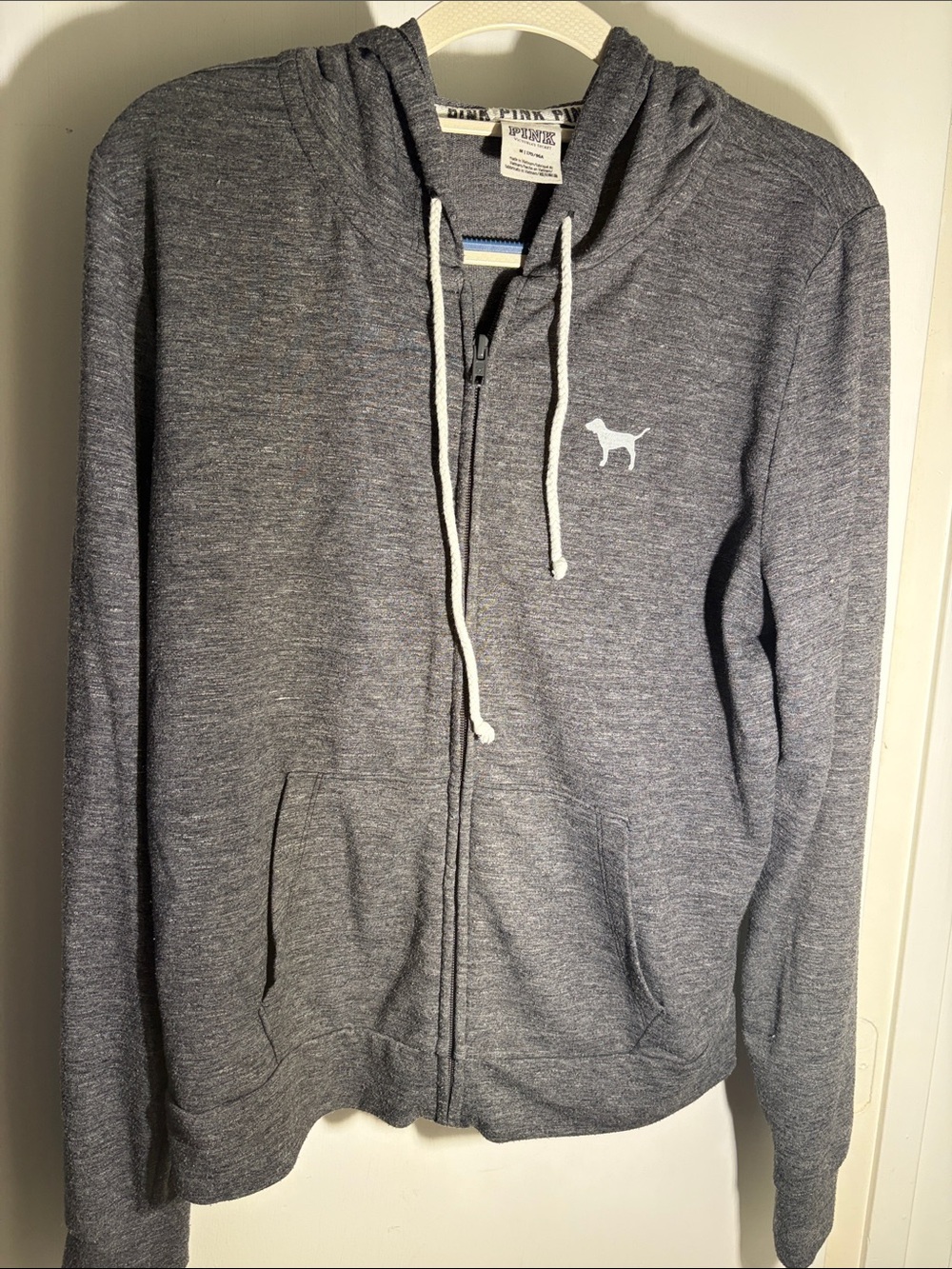 PINK Victoria's Secret Men's Gray Zip-Up Hoodie Sweatshirt
